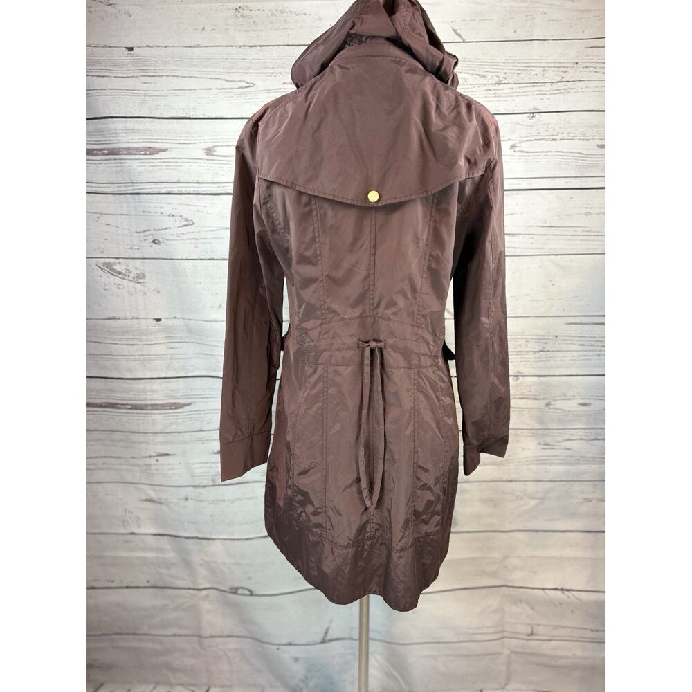 Cole Haan Rain Jacket Womens Medium Snap Zip Hooded Lightweight Coat - Picture 4 of 8